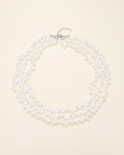 Multi-Strand White Rice Freshwater Pearl Necklace